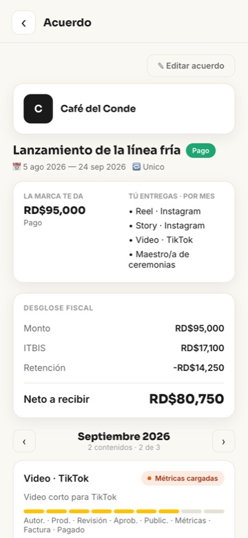 Un acuerdo por dentro, con sus entregables y el desglose fiscal